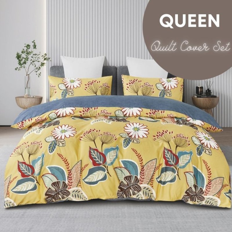 Microfine 500TC Microfiber Quilt Cover Set (Queen) Persephone