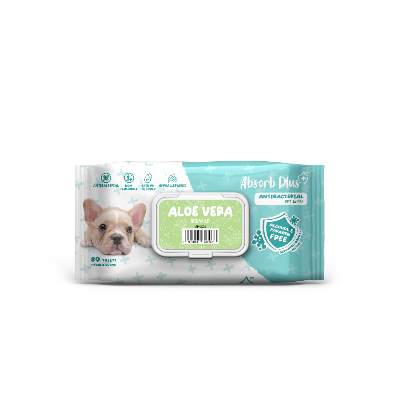 Absorb Plus AntiBacterial Pet Wipes - AloeVera 80 S