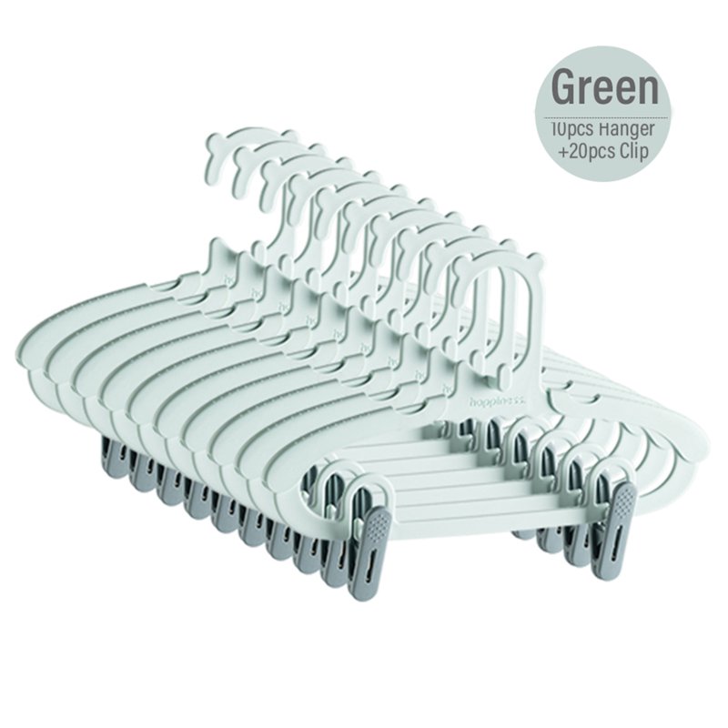 Sweet Home KL010 Kids Stackable Hanger With Clip - Green 10 x 1 S