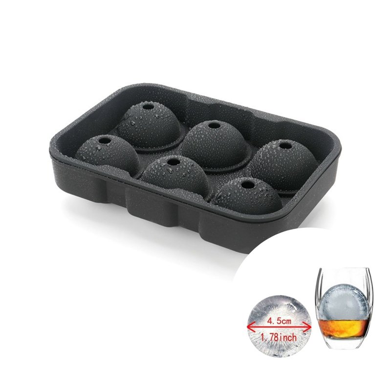 Camime Silicone 6 Round Ice Cube Tray - Black