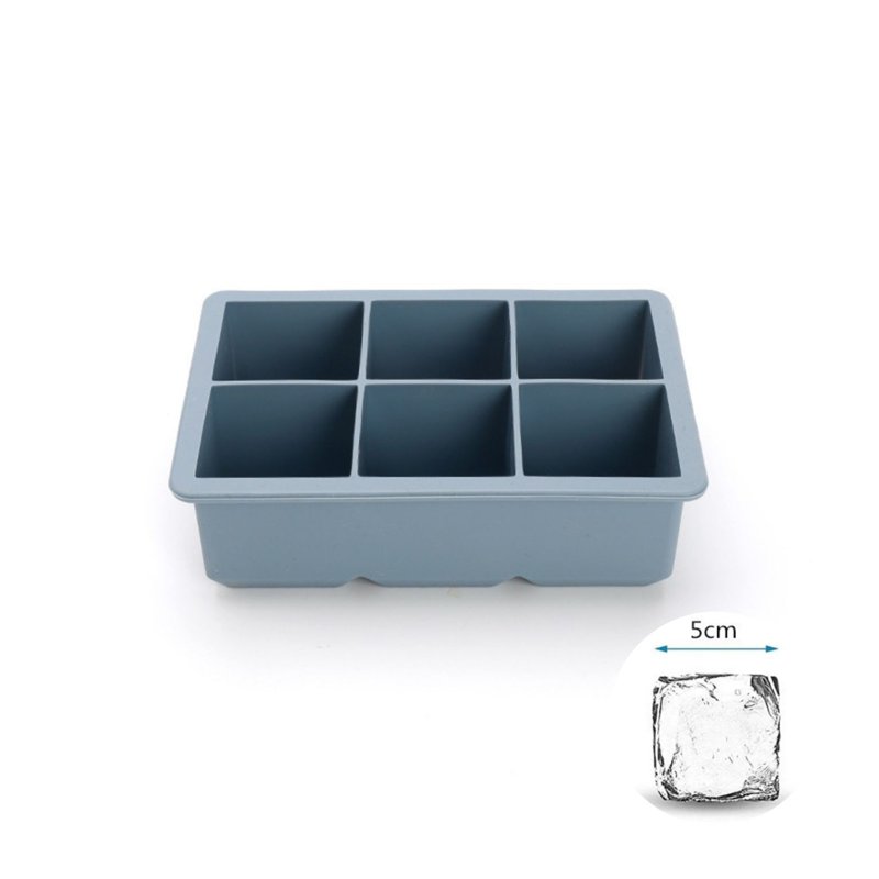Camime Silicone 6 Square Ice Cube Tray - Morandi Blue (Cover)
