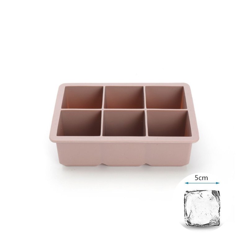 Camime Silicone 6 Square Ice Cube Tray - Morandi Pink (Cover)