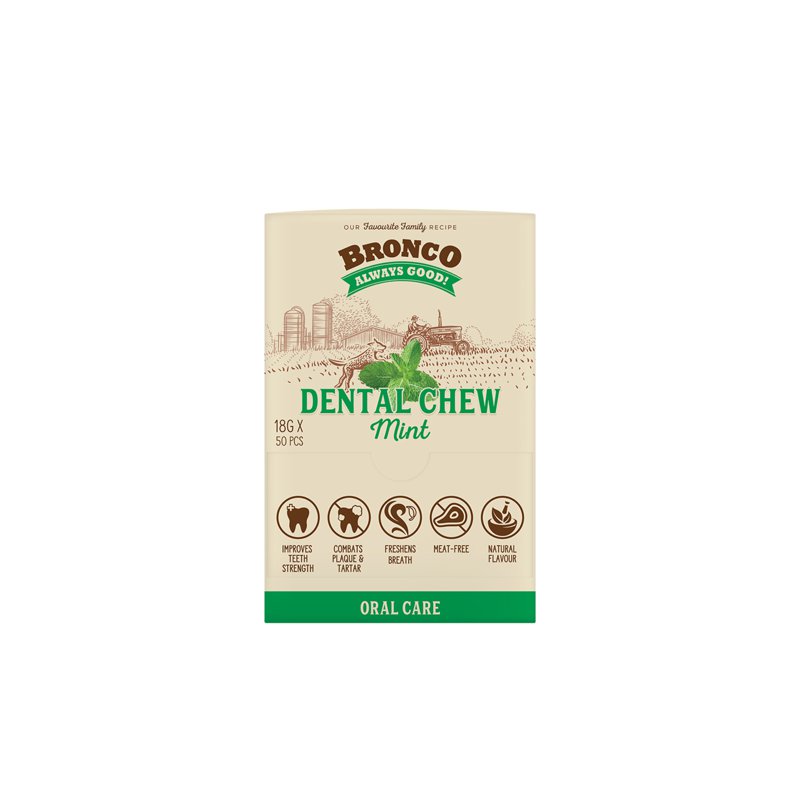Bronco Dental Chew For Dogs - Mint (Ctn)