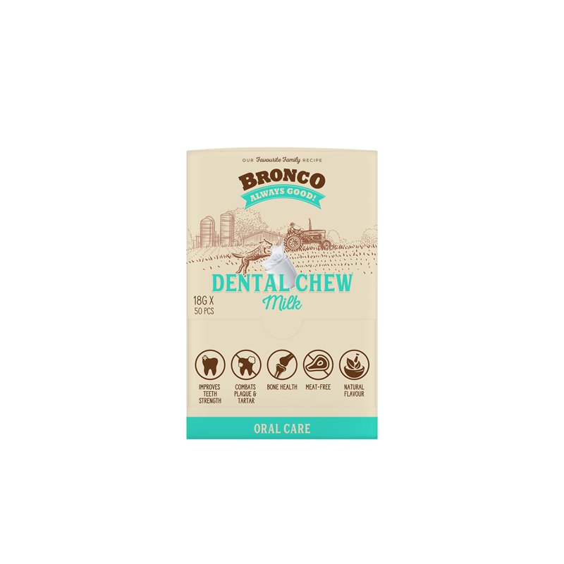 Bronco Dental Chew For Dogs - Milk (Ctn)