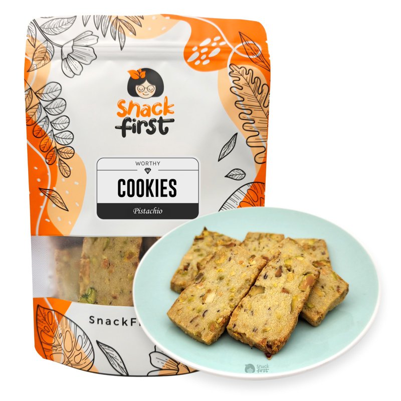 SnackFirst Worthy Pistachio Cookies - Less Sweet, Nutty Snack