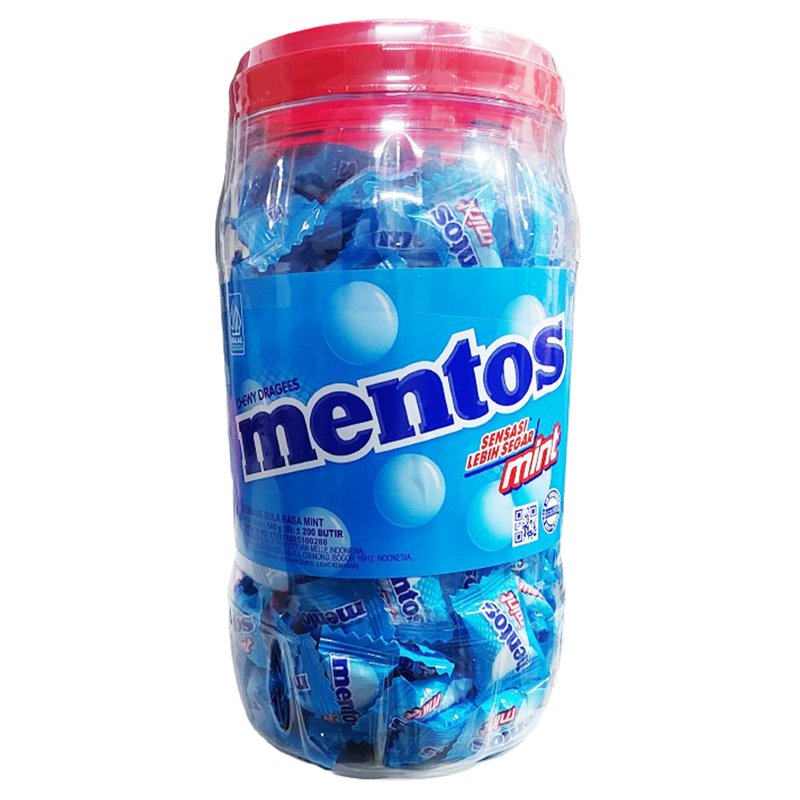 Mentos Big Jar Chewy Dragees Mint Flavor 200 S