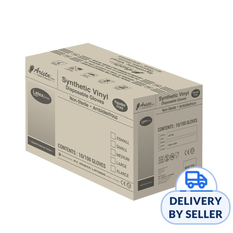 Arista Blue Vinyl Powder-Free Gloves Carton - L 10 x 100 S