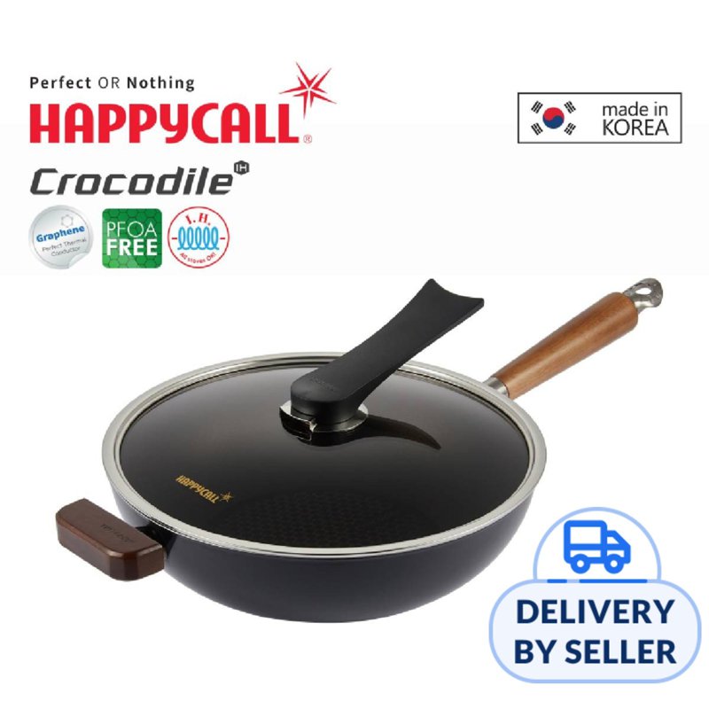 HappyCall Crocodile IH 30cm Graphene Wok Pan With Glass Lid 1 S