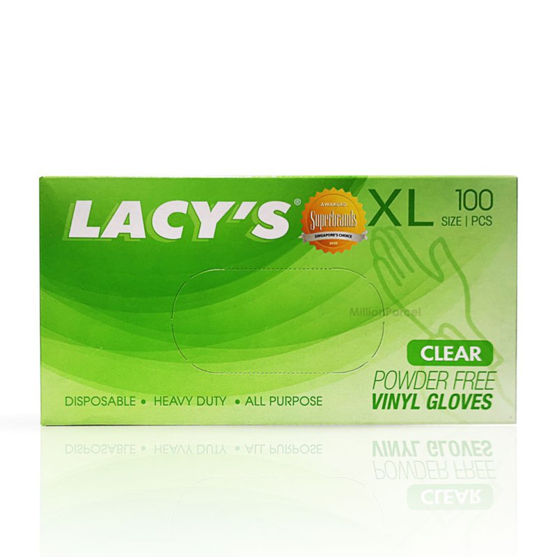 Lacys Clear Vinyl Gloves Powder Free - XL Size