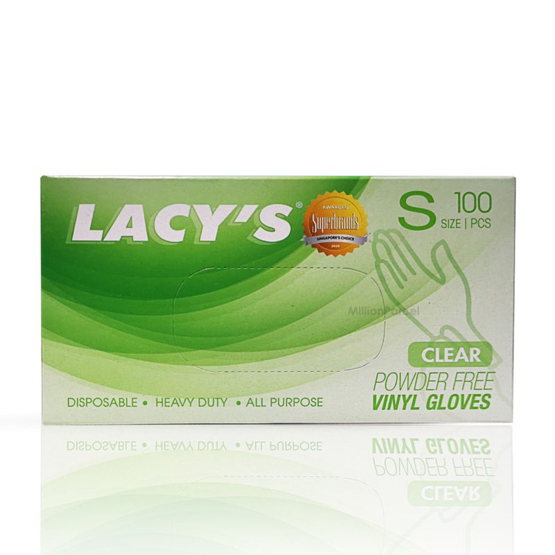 Lacys Clear Vinyl Gloves Powder Free - S Size