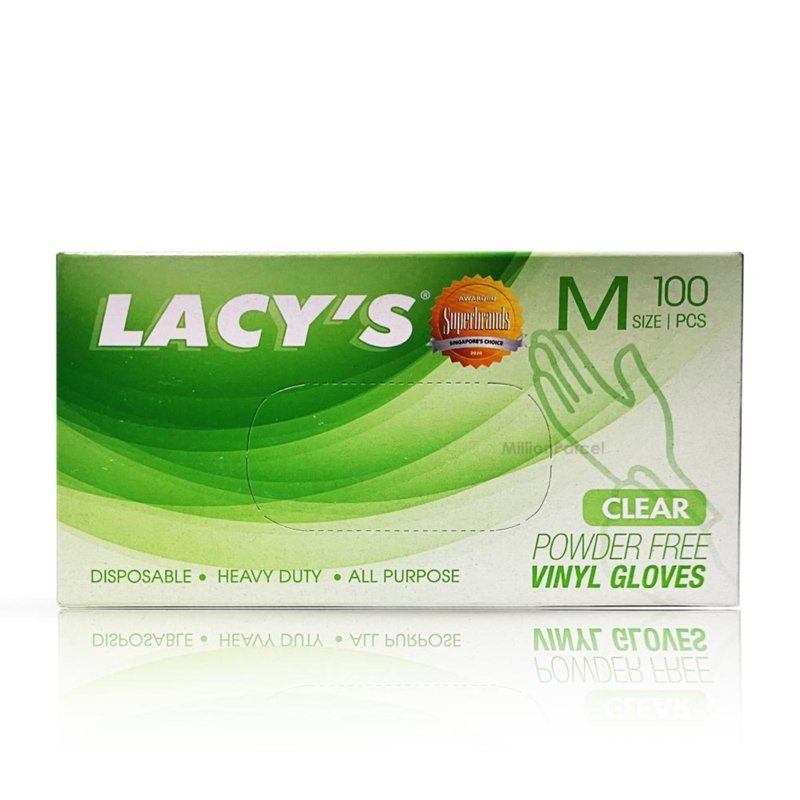 Lacys Clear Vinyl Gloves Powder Free - M Size