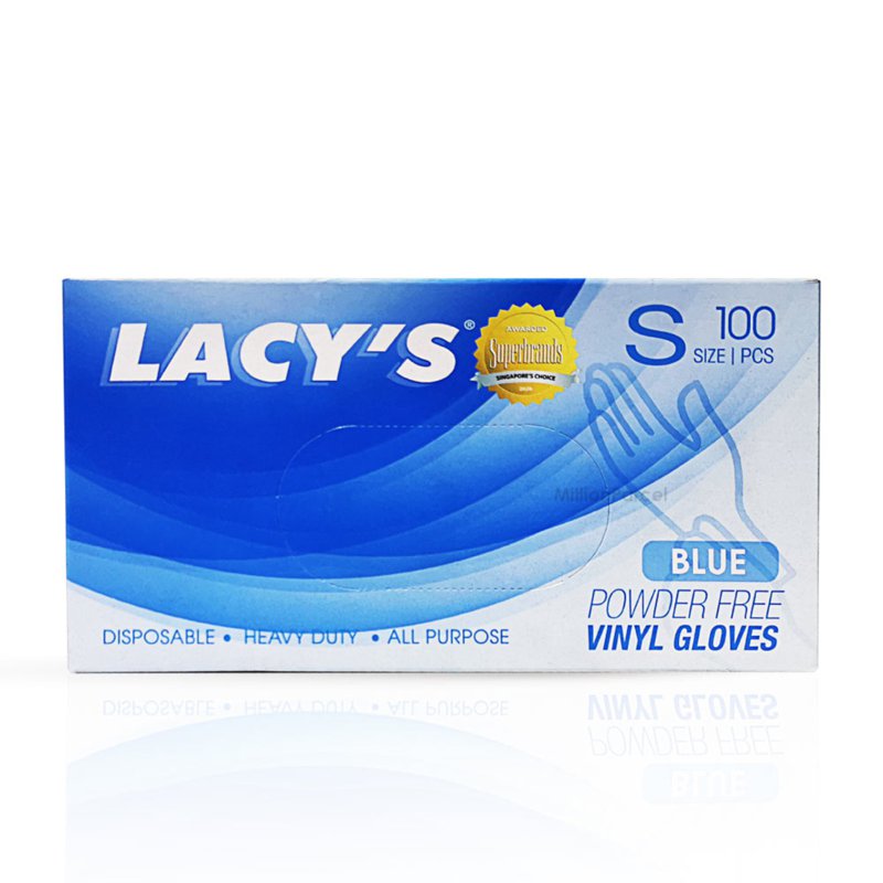 Lacys Blue Vinyl Gloves Powder Free - S Size