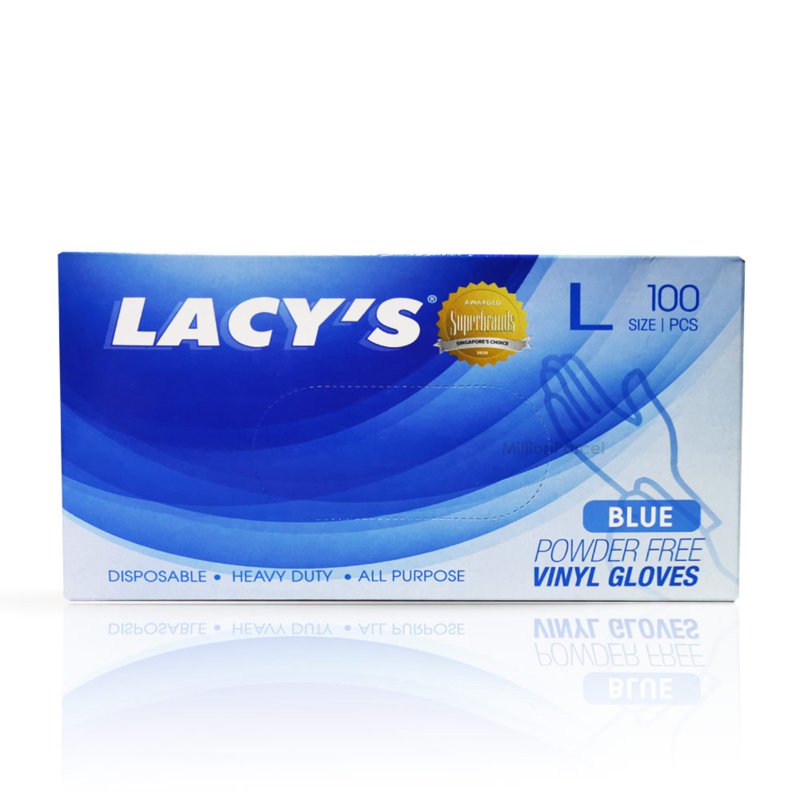 Lacys Blue Vinyl Gloves Powder Free - L Size