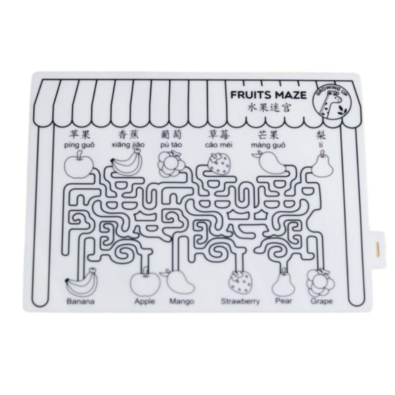 Growing Up Fruits Maze, Colouring Mat - 20X15cm (Small) 1 S