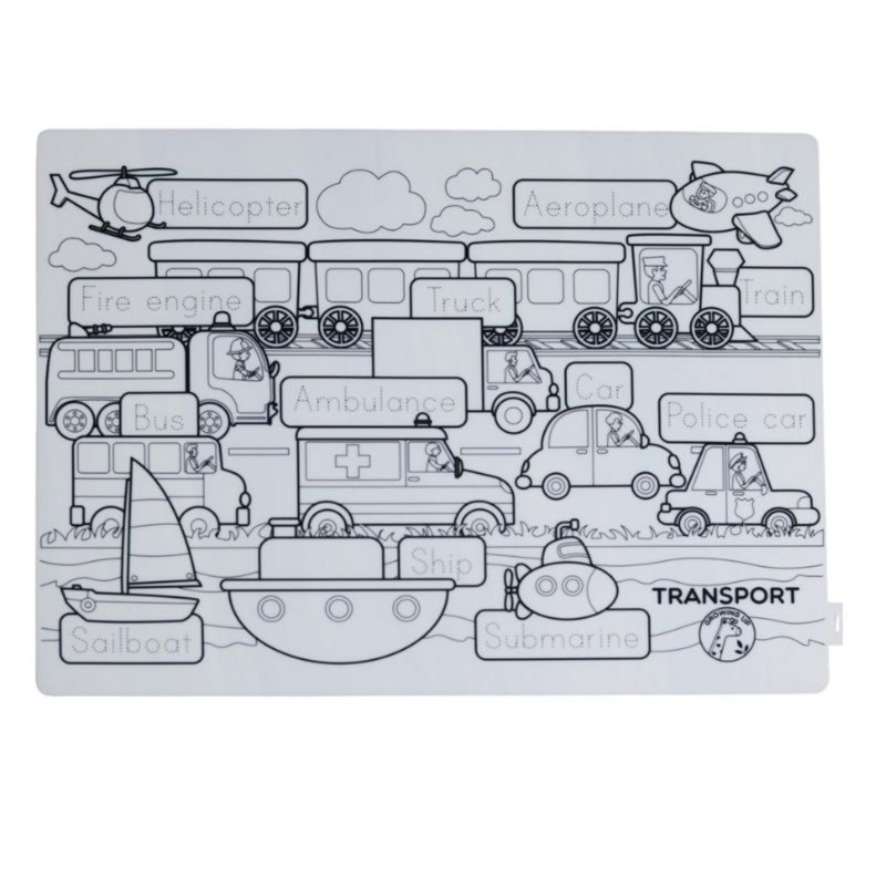 Growing Up Transport, Colouring Big Mat 40x30cm 1 S