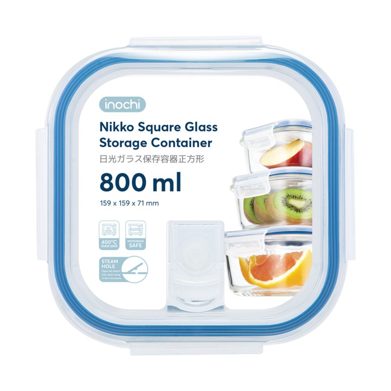 Inochi Glass Container Square 800 ML