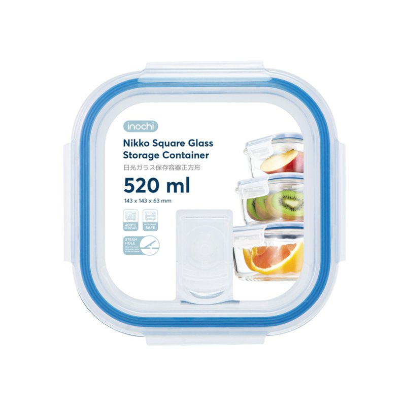 Inochi Glass Container Square 520 ML