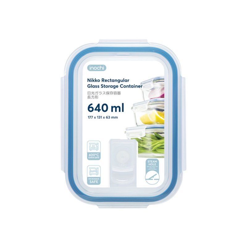 Inochi Glass Container Rectangular 640 ML