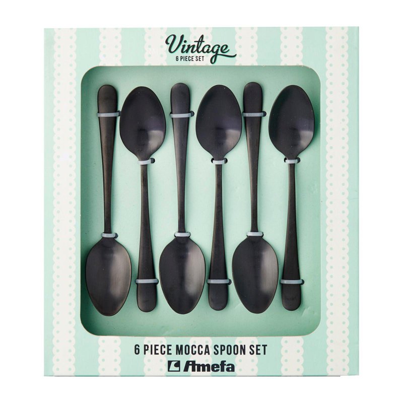 Amefa Mocca Spoon Set 6's Vintage Black Finish 6 S