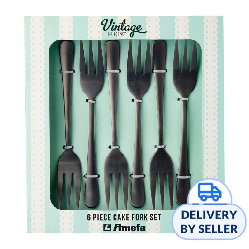 Amefa Cake Fork Set 6's Vintage Black Finish