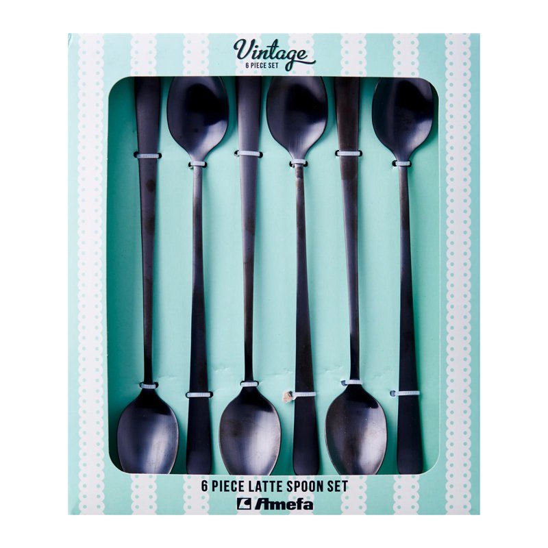 Amefa Iced Latte Spoon Set 6's Vintage - Black Finish 6 S