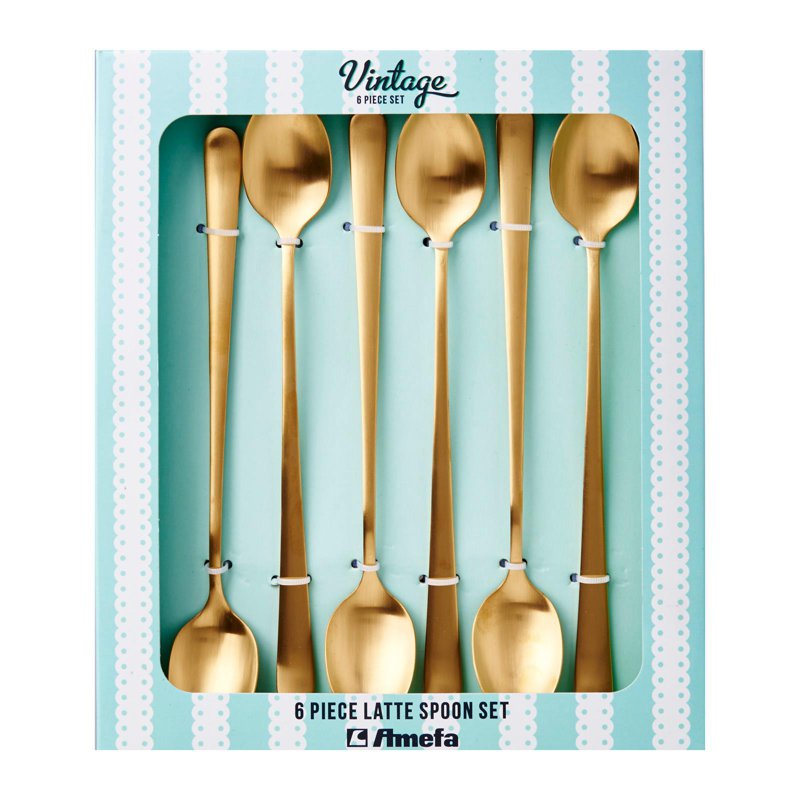 Amefa Iced Latte Spoon Set 6's Vintage - Gold Finish 6 S