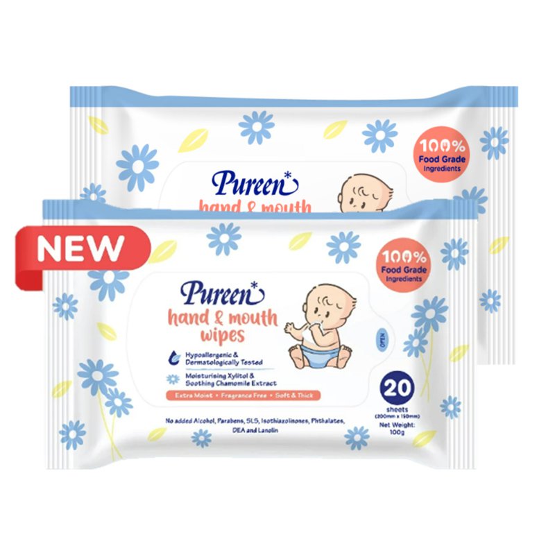 Pureen Hand and Mourh Baby Wipes 2x20s
