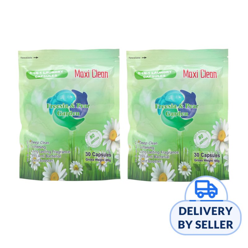 Maxi Clean 5in1 Laundry Capsules Pods - Freesia and Pear 2 x 30 S