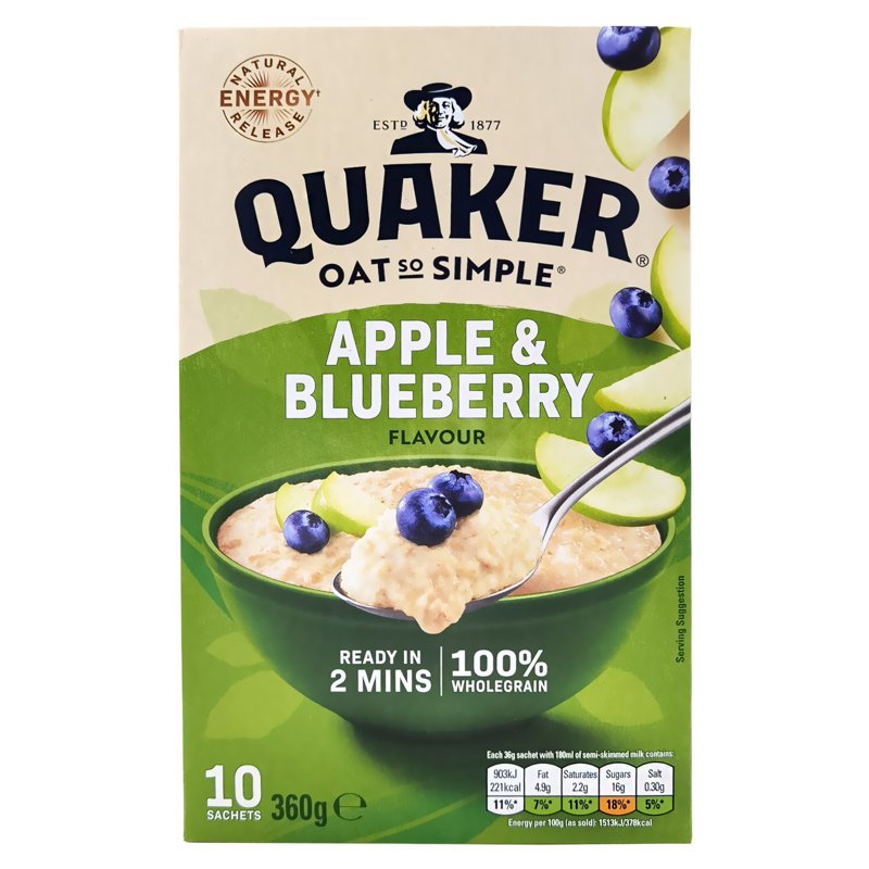 Quaker Oat So Simple Porridge Sachets - Apple & Blueberry
