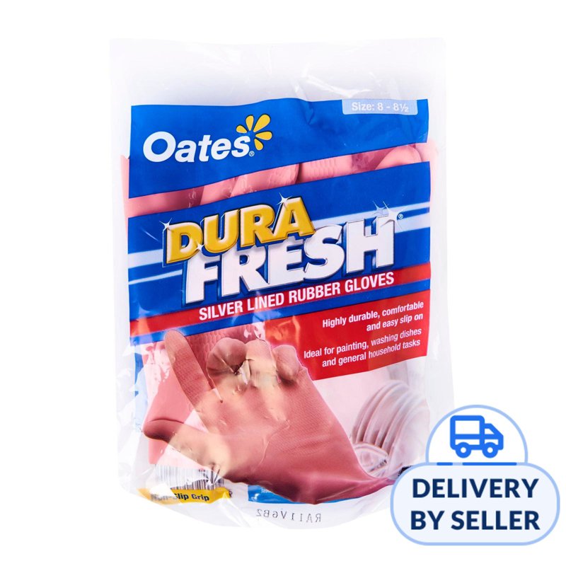 Oates Silver Lined Rubber Gloves - M 1 S