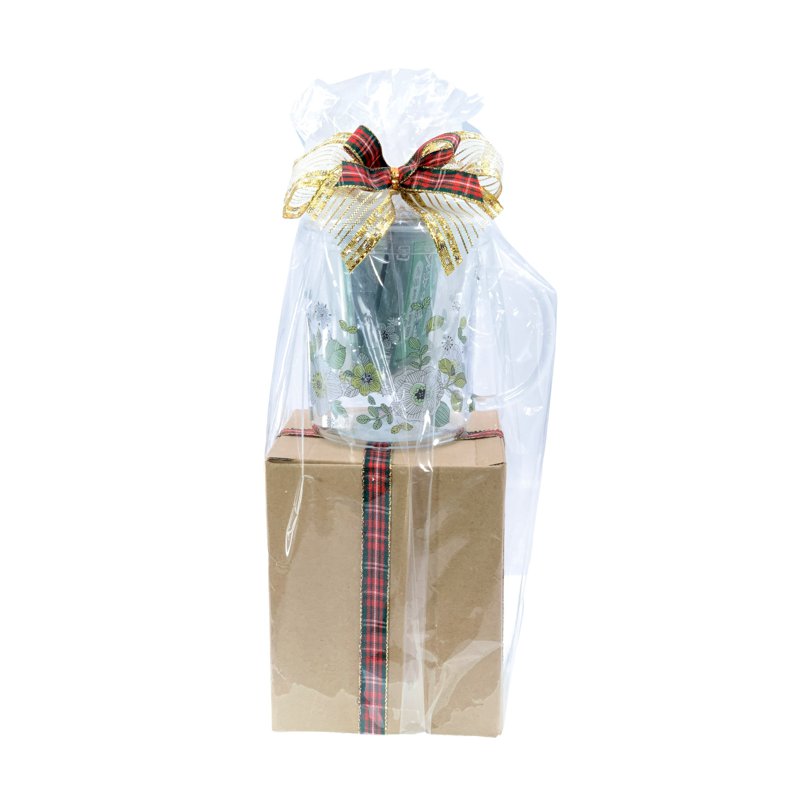 Ssh Giftset-Glass Tea Mug & Infuser (Green Floral Bouquet)