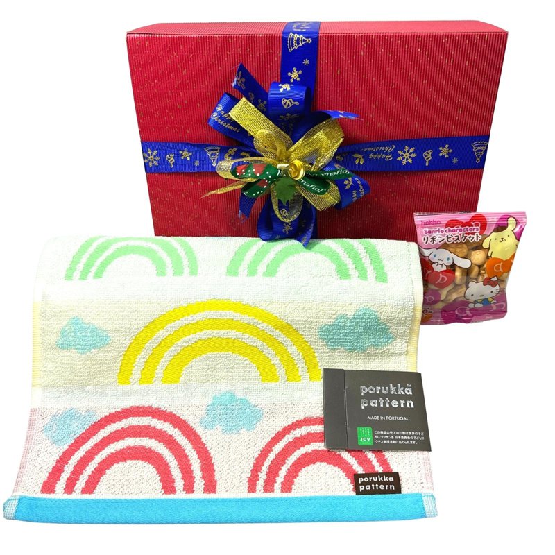 Ssh Giftset-Porukka Rainbow Design Skinny Towel & Biscuits