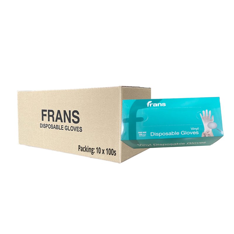 Frans Disposable Glove Vinyl (Carton) 10 x 100 S