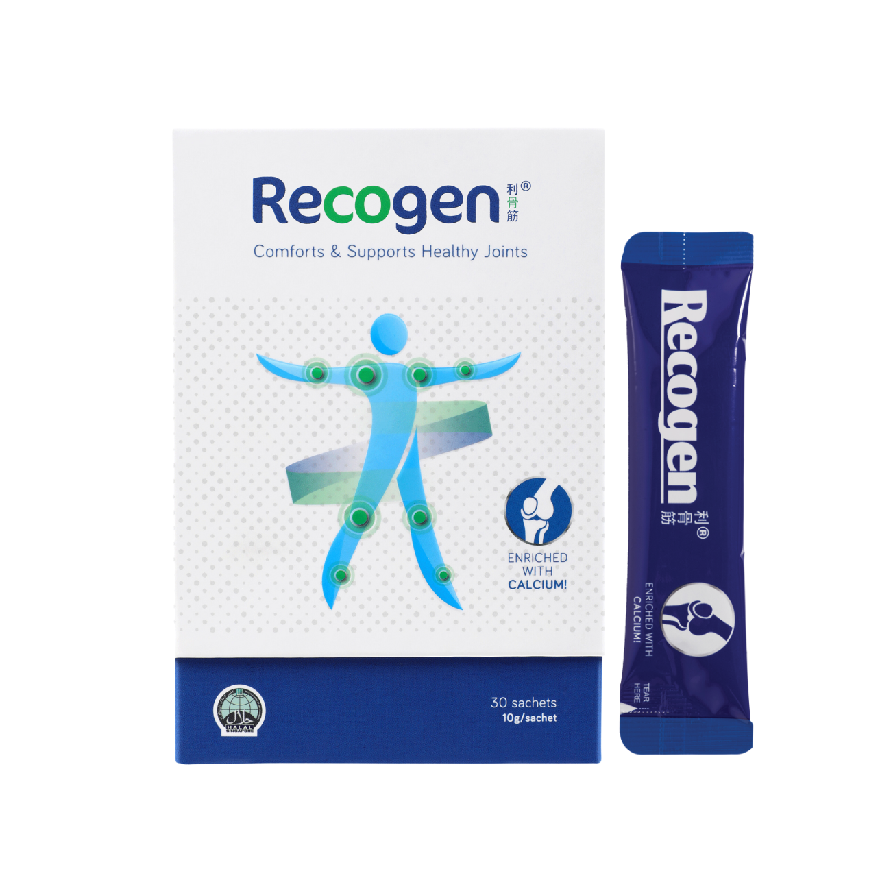 Recogen Calcium Collagen Powder- For Strong Joints & Bones 30 S