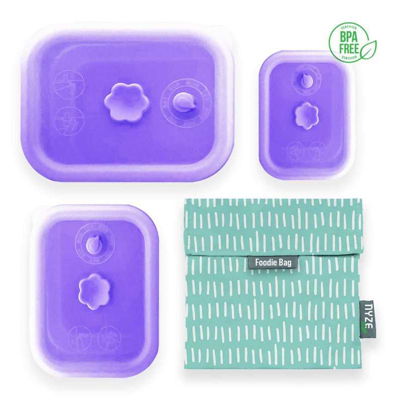 NYZE Purple Container Set + Minty Foodie Bag