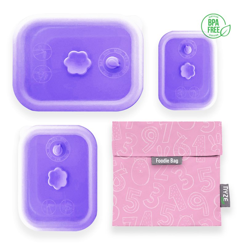 NYZE Purple Container Set + 123 Foodie Bag