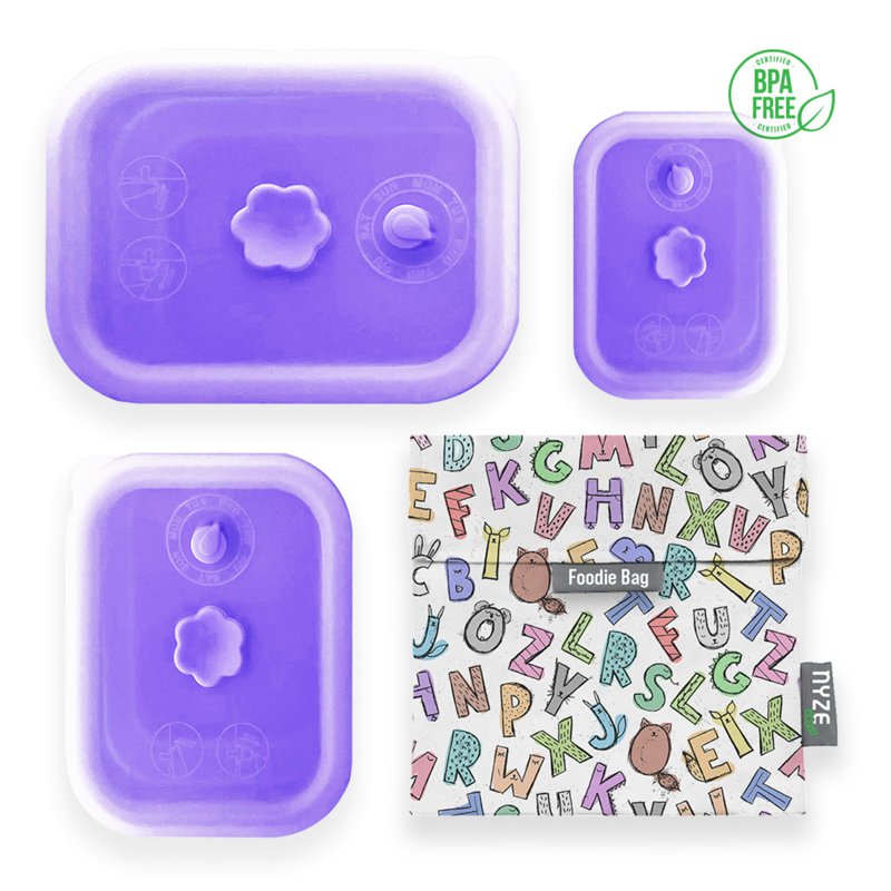 NYZE Purple Container Set + Abc Foodie Bag
