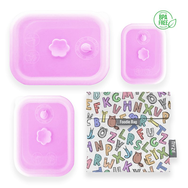 NYZE Pink Container Set + Abc Foodie Bag