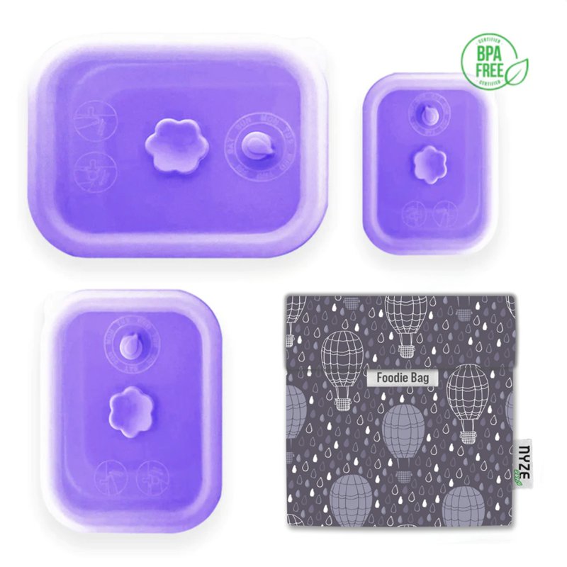 NYZE Purple Container Set + HotAirBalloon Foodie Bag