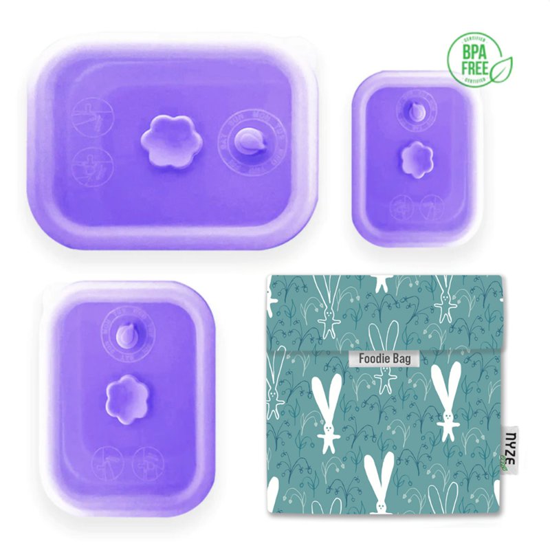 NYZE Purple Container Set + Bunny Foodie Bag