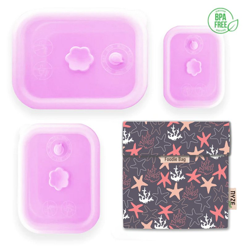 NYZE Pink Container Set + Stars Foodie Bag