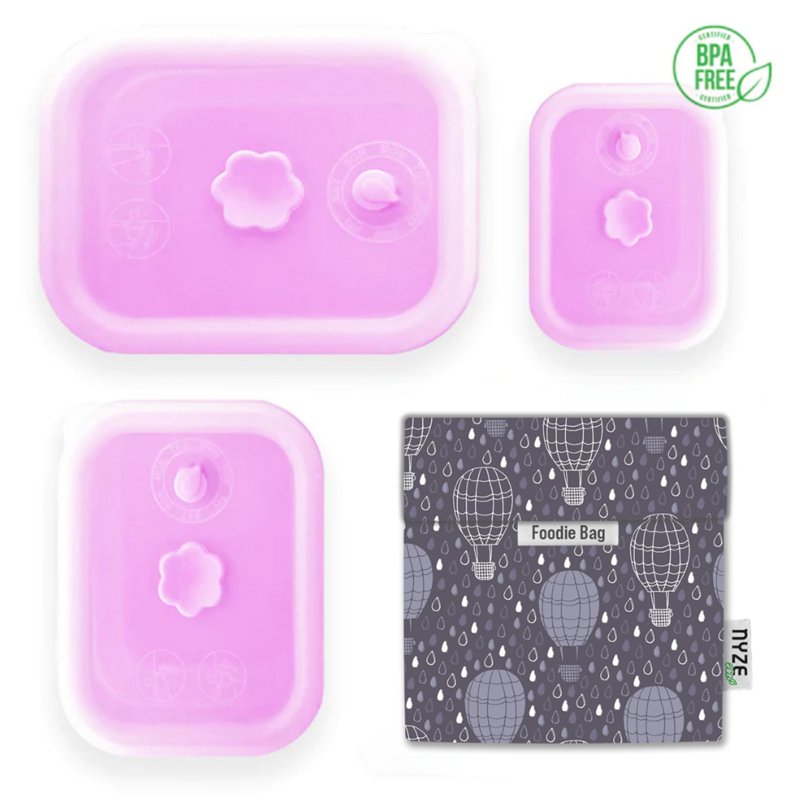 NYZE Pink Container Set + Hot Air Balloon Foodie Bag