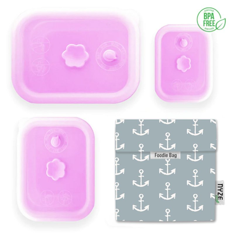 NYZE Pink Container Set + Anchor Foodie Bag