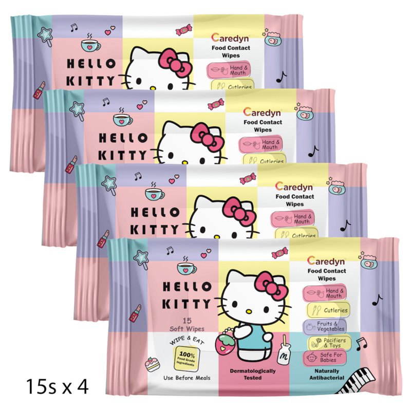 CAREDYN Hello Kitty Food Contact Wipes x 4 Packs