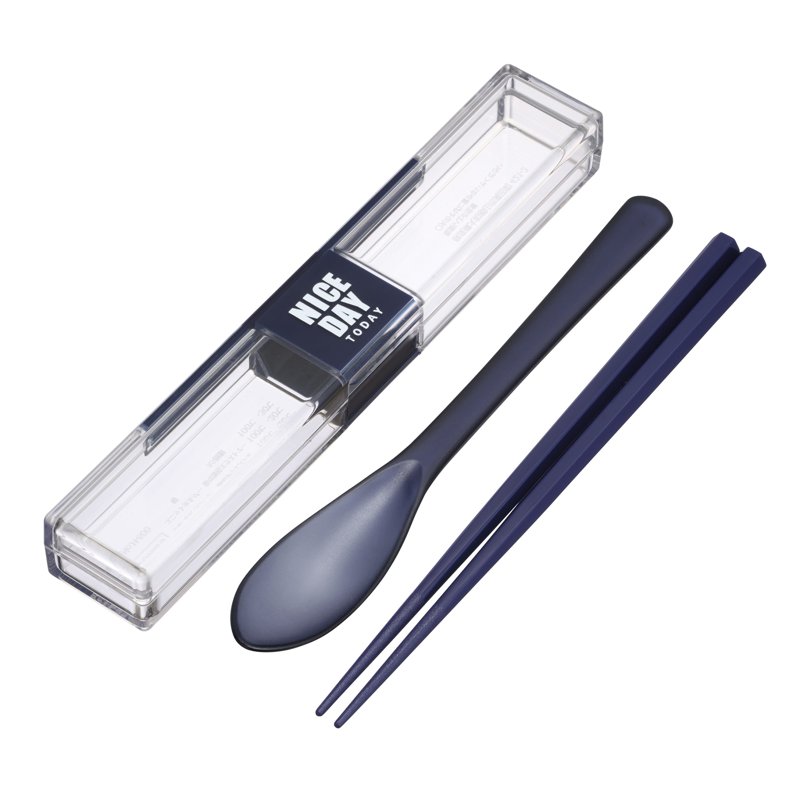 Lustroware Spoon Chopstick Set w/Case 18cm-Navy 1 S