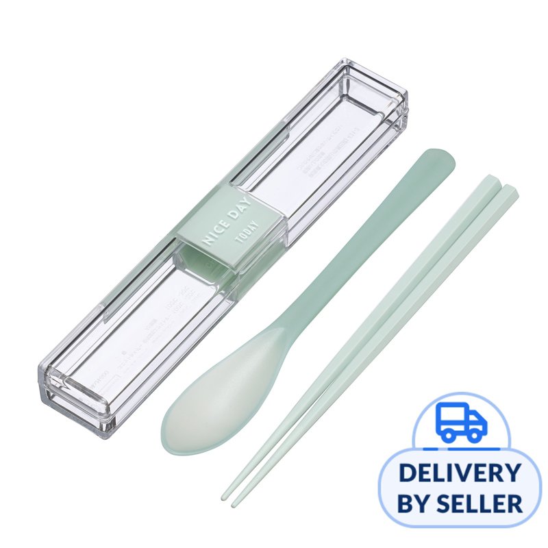 Lustroware Spoon Chopstick Set w/Case 18cm-Pastel Green 1 S
