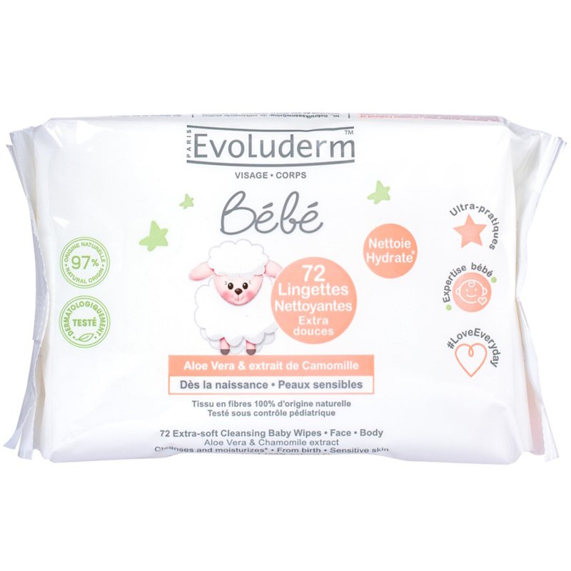 Evoluderm Baby Wipes 72 S