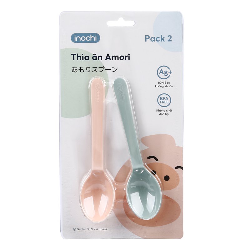 Inochi Weaning Spoons High Quality plastic Pink Mint 2 S