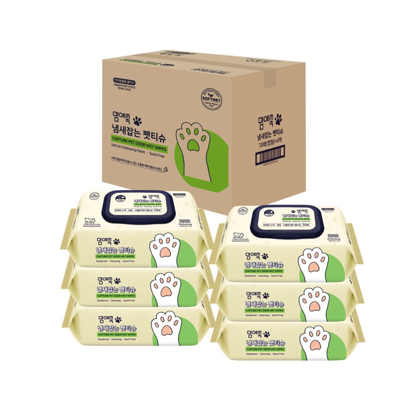 Mom-Ae-Sok Odour Removal Multipurpose Pet Wet Wipes with CAP 6 x 70 S