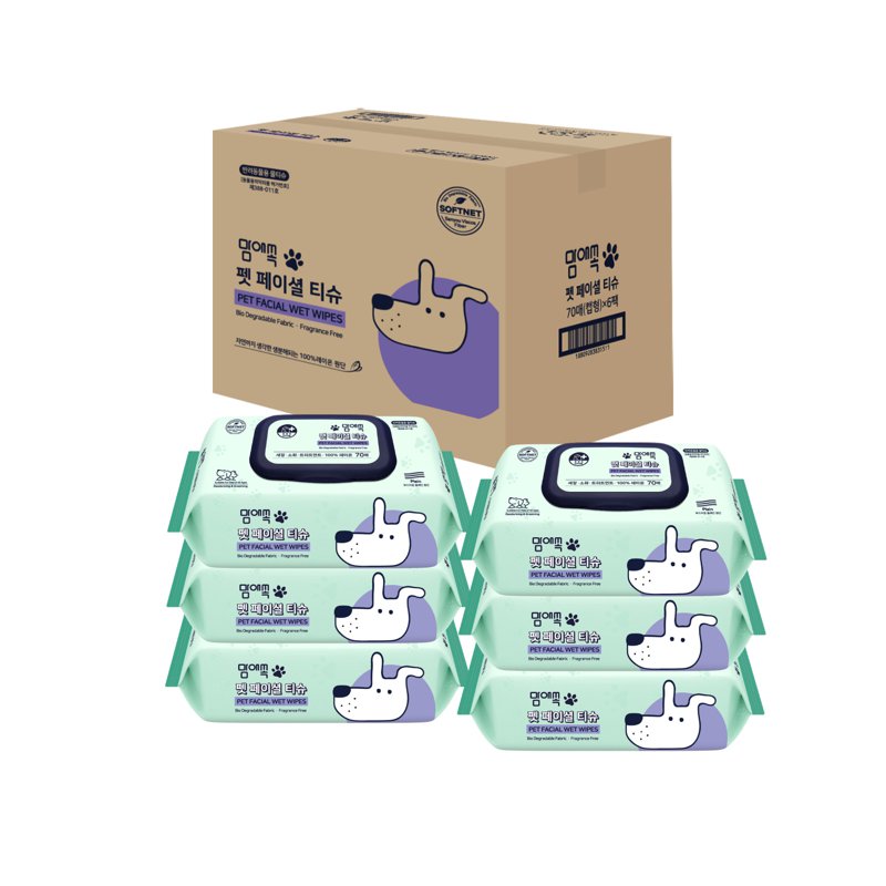 Mom-Ae-Sok Facial Grooming Pet Wet Wipes with CAP 6 x 70 S